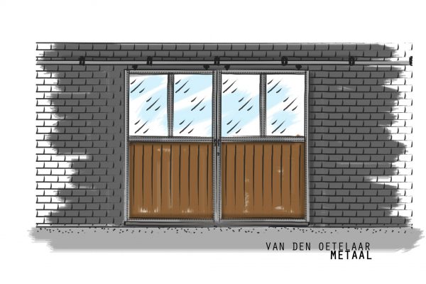 dubbele schuifdeur met glas