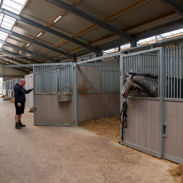 Draaibare voorwand met schuifdeur